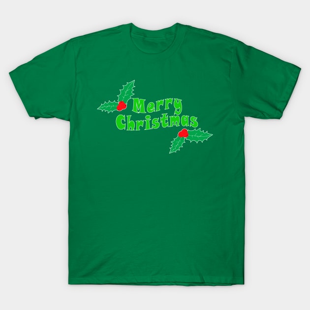 Holly Berry with slogan: Merry Christmas T-Shirt by SPJE Illustration Photography